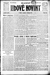 Lidov noviny z 1.3.1919, edice 1, strana 1