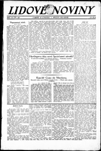 Lidov noviny z 1.3.1923, edice 1, strana 1