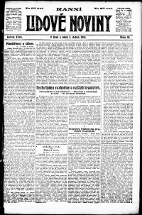 Lidov noviny z 1.4.1919, edice 1, strana 1