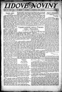 Lidov noviny z 1.5.1921, edice 1, strana 1