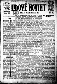 Lidov noviny z 1.7.1914, edice 1, strana 1
