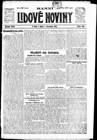 Lidov noviny z 1.7.1919, edice 1, strana 1