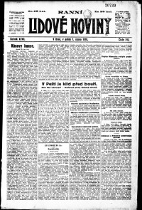 Lidov noviny z 1.8.1919, edice 1, strana 1