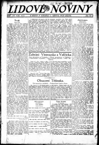 Lidov noviny z 1.8.1920, edice 1, strana 1
