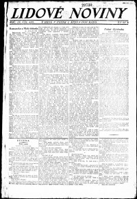 Lidov noviny z 1.10.1920, edice 1, strana 1
