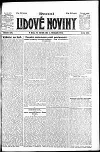 Lidov noviny z 1.11.1917, edice 1, strana 1
