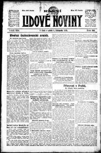 Lidov noviny z 1.11.1918, edice 1, strana 1