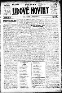 Lidov noviny z 1.11.1919, edice 1, strana 1