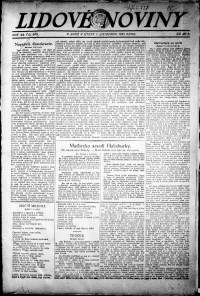 Lidov noviny z 1.11.1921, edice 1, strana 1
