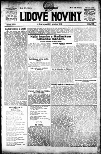 Lidov noviny z 1.12.1919, edice 1, strana 1