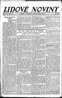 Lidov noviny z 2.1.1920, edice 1, strana 1