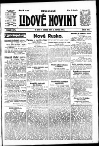 Lidov noviny z 2.6.1917, edice 1, strana 1