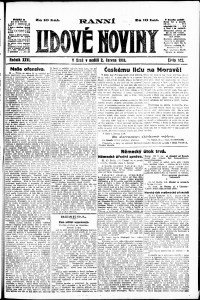 Lidov noviny z 2.6.1918, edice 1, strana 1