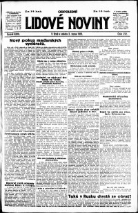Lidov noviny z 2.8.1919, edice 2, strana 1