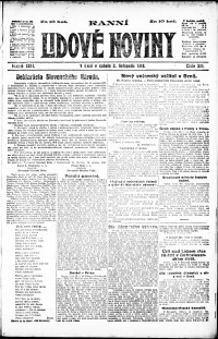 Lidov noviny z 2.11.1918, edice 1, strana 1