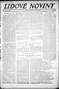 Lidov noviny z 2.11.1921, edice 1, strana 1