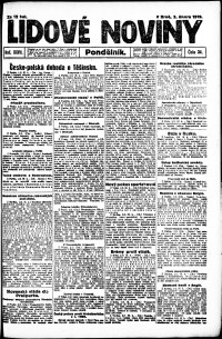 Lidov noviny z 3.2.1919, edice 1, strana 1