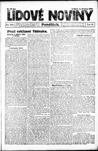 Lidov noviny z 3.3.1919, edice 1, strana 1