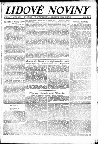 Lidov noviny z 3.3.1921, edice 1, strana 1