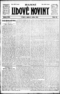 Lidov noviny z 3.5.1919, edice 1, strana 1