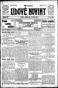 Lidov noviny z 3.6.1917, edice 1, strana 1