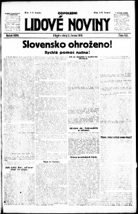 Lidov noviny z 3.6.1919, edice 1, strana 1