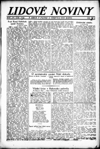 Lidov noviny z 3.6.1921, edice 1, strana 1