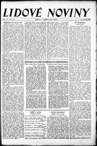 Lidov noviny z 3.6.1933, edice 1, strana 1