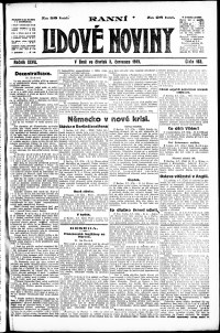 Lidov noviny z 3.7.1919, edice 1, strana 1
