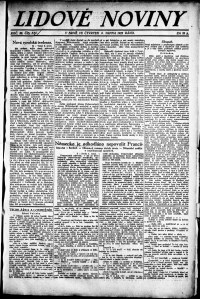 Lidov noviny z 3.8.1922, edice 1, strana 1