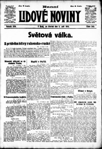 Lidov noviny z 3.9.1914, edice 1, strana 1