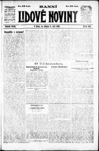 Lidov noviny z 3.9.1919, edice 1, strana 1