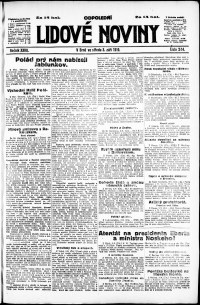 Lidov noviny z 3.9.1919, edice 2, strana 1