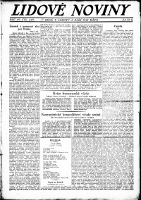 Lidov noviny z 3.9.1921, edice 1, strana 1