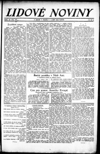 Lidov noviny z 3.9.1922, edice 1, strana 1