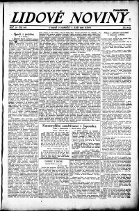 Lidov noviny z 3.9.1923, edice 1, strana 1