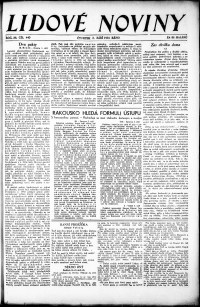 Lidov noviny z 3.9.1931, edice 1, strana 1