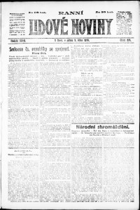Lidov noviny z 3.10.1919, edice 1, strana 1