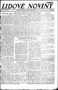Lidov noviny z 3.10.1921, edice 1, strana 1