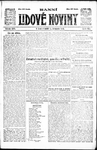 Lidov noviny z 3.11.1918, edice 1, strana 1