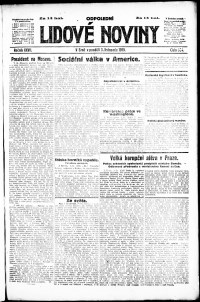 Lidov noviny z 3.11.1919, edice 1, strana 1