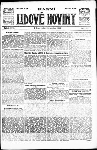 Lidov noviny z 3.12.1918, edice 1, strana 1