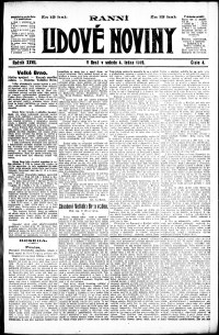 Lidov noviny z 4.1.1919, edice 1, strana 1