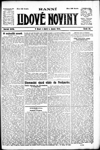 Lidov noviny z 4.2.1919, edice 1, strana 1