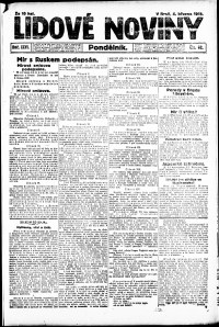 Lidov noviny z 4.3.1918, edice 1, strana 1