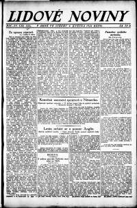 Lidov noviny z 4.5.1921, edice 3, strana 1