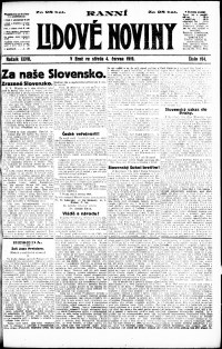 Lidov noviny z 4.6.1919, edice 1, strana 1