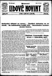 Lidov noviny z 4.9.1914, edice 1, strana 1