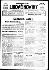 Lidov noviny z 4.9.1914, edice 2, strana 1