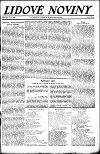 Lidov noviny z 4.10.1921, edice 1, strana 1
